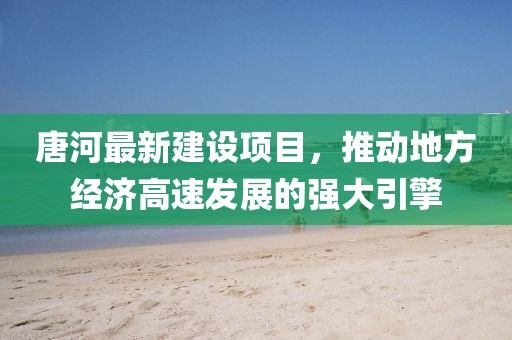 唐河最新建设项目，推动地方经济高速发展的强大引擎