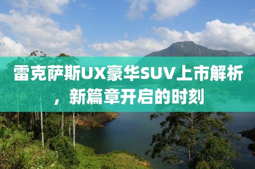 雷克萨斯UX豪华SUV上市解析，新篇章开启的时刻