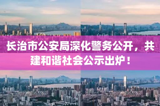 长治市公安局深化警务公开，共建和谐社会公示出炉！