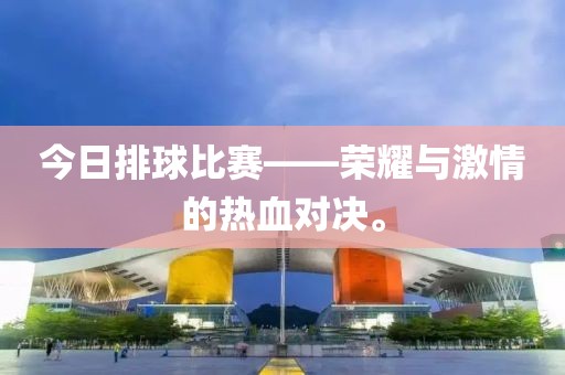 今日排球比赛——荣耀与激情的热血对决。