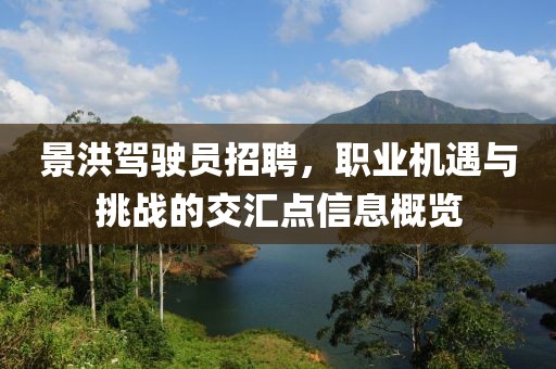 景洪驾驶员招聘，职业机遇与挑战的交汇点信息概览