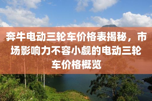奔牛电动三轮车价格表揭秘，市场影响力不容小觑的电动三轮车价格概览