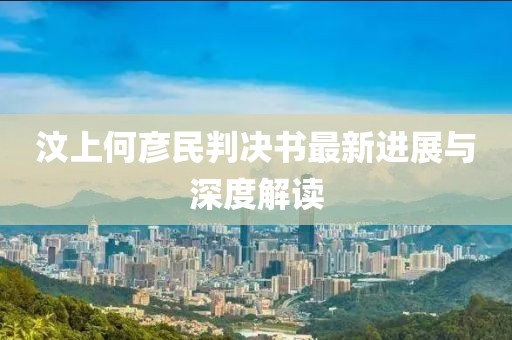 汶上何彦民判决书最新进展与深度解读