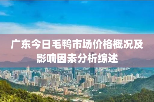 广东今日毛鸭市场价格概况及影响因素分析综述