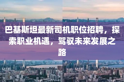 巴基斯坦最新司机职位招聘，探索职业机遇，驾驭未来发展之路