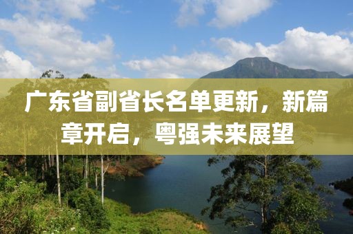 广东省副省长名单更新，新篇章开启，粤强未来展望